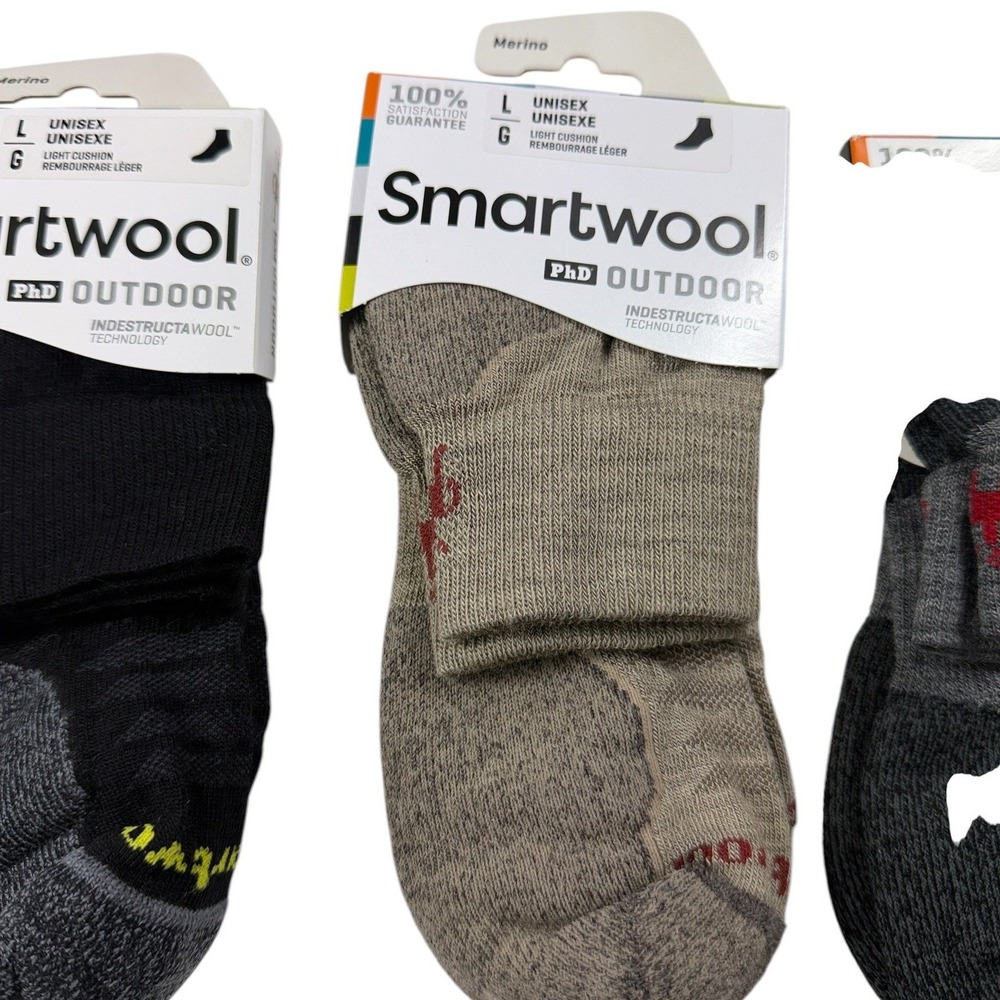 LOT of 3 Smartwool PhD Outdoor Light Mini Socks Merino Wool Unisex Large NEW - Picture 4 of 9